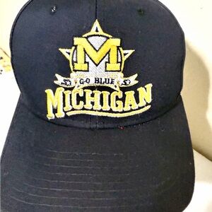 Vtg 90s Michigan navy blue and gold snapback Starter Cap